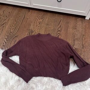 Brown Mock Neck Cropped Sweater